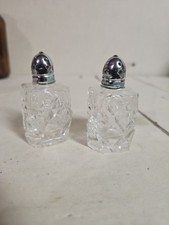 Vintage Glass Salt & Pepper Shakers with lids, 1.25