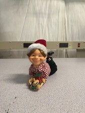 Karen Didion Style Celebrate It Darling Elves Elf  w/ Train Paintbrush Christmas picture
