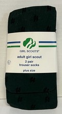 Vintage Girl Scout 2 Pair Green Trouser Socks NOS Plus Size picture
