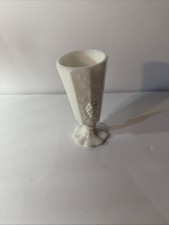 Westmoreland Paneled Grape 6” White Milk Glass Vase Vintage Shabby Chic picture