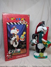 RARE VINTAGE SYLVESTER & TWEETY LOONEY TUNES ANIMATED CHRISTMAS FIGURE IN BOX picture