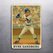 3 x 2 Ryne Sandberg Chicago Cubs Art (D.Romeo) Fride Refrigerator Car MAGNET picture