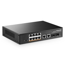 MokerLink 12 Port Gigabit Ethernet Switch, 8 GE PoE+, 2 GE Uplink, 2 Gigabit ... picture