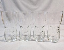 4x Pepsi Glass 16oz 460ml Hiball Embossed Wave Design Hourglass Shape picture