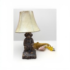Vintage Resin Chimpanzee Monkey RARE Night Light Table Lamp w/ Shade WORKING picture