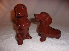 Vintage Emily Marston ceramic Dachshund salt and pepper shakers 1950's picture