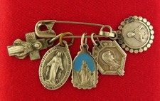 5 Vintage Mini Medals JESUS MARY LOURDES Religious Catholic Medals MINI picture