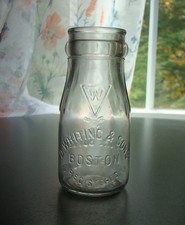 Vintage D. WHITING & SONS - BOSTON HALF PINT Milk Bottle picture