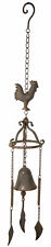 Cast Iron Rustic Chicken Rooster Hanging Garden Patio Bell Wind Chime Decor picture