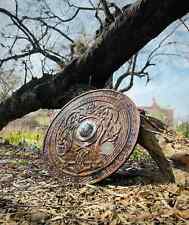 Handmade Viking Round Wooden Carving Shield Historical Reenactment Home Decor picture