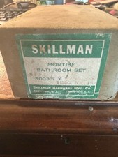 NOS Vintage Skillman Door Mortise bathroom Set Brass Knob picture