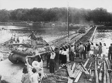 French civilians wave as 3 inch gun motor carriage M10 tank destro- Old Photo picture