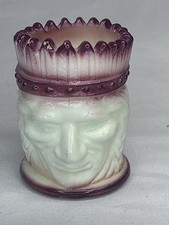 Vintage Joe St. Clair Custard & Burgandy Glass Indian Chief Toothpick picture