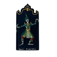 Vintage Thai Dancing Hand Painted Wood Fridge Magnet Thailand Souvenir Dancer picture