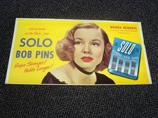 Circa 1948 Solo Bob Pins Trolley Sign w/Wanda Hendrix and Paramount Pictures picture