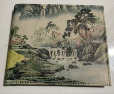 Rare Post WWII Extremely Soft Leather Wallet Traditional Japanese Garden Scene picture
