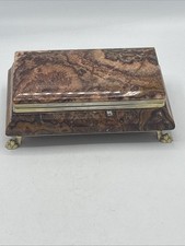 Antique Vtg GSE Marble Onyx Brass Claw Footed Jewelry Large Trinket Box picture
