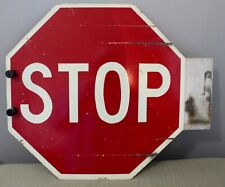 VINTAGE RED & WHITE SCHOOL BUS STOP SIGN picture
