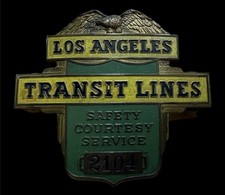 RARE 1940’s Los Angeles Transit Lines Operator Cap Badge #2104 Eagle LARy picture