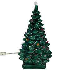 E & S Molds Vintage 80s 13” Electric Lighted Ceramic Christmas Tree with Base picture