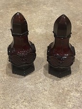 AVON Red Salt and Pepper Shakers Ruby Red Glass Cape Cod Shaker Set 1978 Vintage picture