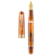 P20 Piston Fountain Pen Stub Nib 1.1mm Calligraphy Art Amber Acrylic Set picture