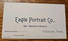 Antique Eagle Portrait Co Dubuque Iowa Crayon Portrait Advertising Card picture