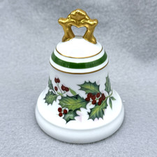 Vintage L Bernardaud Limoges Christmas Ceramic Bell Holly Berries Holiday France picture