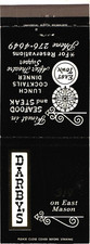 Darby's Milwaukee WI Vintage Matchbook Cover Seafood Steak Restaurant 1970s picture