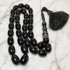 Ultra Rare German Black Sandalos Bakelite Misbaha Tasbih 104.8g Beit Anouz Najaf picture