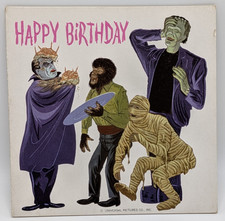Vintage 1960s Universal Monsters Happy Birthday Record Card - Buzza/Cardozo Rare picture