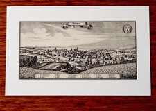 Antique Wiesbaden Germany Merian Copper Engraving Wißbaden City View Laid Paper picture