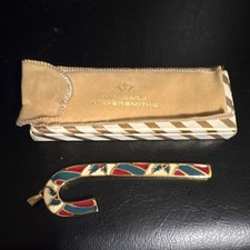 1982 Wallace Silversmiths Enameled Candy Cane Christmas Ornament picture