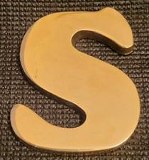 Vintage Brass Letter S Paperweight 4 x 3 1/8 inches picture