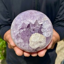 1.25LB Natural Amethyst Agate Open Smile Sphere Healing Wealth Crystal Geode Dec picture