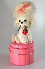 Enesco Vintage Pink Poodle Trinket Box with Faux Fur Hair And Pearls picture