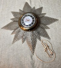 VTG Mid-Century Modern Mastercrafters #128 Starburst Sun Clock Working 24” Large picture
