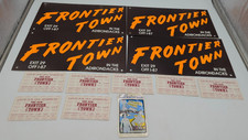 VINTAGE FRONTIER TOWN NY STATE 4 LICENSE PLATE Cardboard Signs Decal & tickets picture