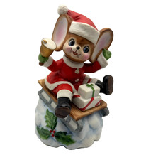 Vintage 70's Berman & Anderson Christmas Santa Mouse Jingle Bells Music Box 1979 picture