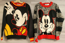 LOT OF 2 VINTAGE ACRYLIC KNIT SWEATERS MICKEY MOUSE DISNEY UNISEX VTG 80s 90s picture