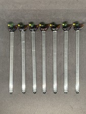 7 VTG  Murano Style Glass Mallard Duck Swizzle Sticks Cocktail Stirrers MCM picture