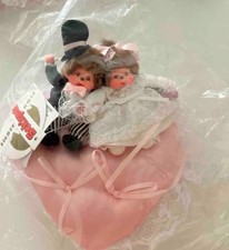 New Vintage Monchhichi 30th Anniversary Mini Wedding Heart Cushion Set picture