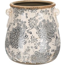 Ninehaoou Ceramic Scroll Planter 6.5 Inch, Gray picture