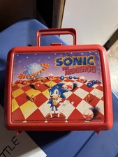 Rare Vintage Sonic The Hedgehog 1995 Plastic Lunch Box RED SEGA Plastic, Flaws picture