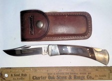 Camillus Lockback Knife #886 NY USA With Leather Sheath picture