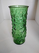 Green Crinkle Vase EO Brody Co. Cleveland O. USA Textured Glass Vase 8 5/8” picture