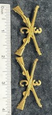 Pair 2” X 1” 3rd INFANTRY CO C DIAGONAL PIN 1898 COLLAR INSIGNIA For The Khaki picture