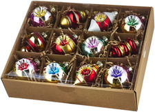 Bright Vintage-Style Christmas Tree Ornaments 12 Piece Set 3.25 Inch picture