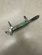 Vintage Pocket Knife Girl Scout 4 blade Kutmaster Green Celluloid picture