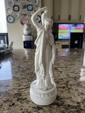Antique bisque porcelain statue is likely a piece of 19th-century Parian ware picture